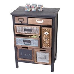 Apotheker-Schrank HWC-A43, Kommode, Tanne Holz massiv Vintage Patchwork 78x55x35cm - 1