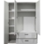 AVANTI TRENDSTORE - Freddo - Kleiderschrank, 3 Türen und 2 Schubkästen in vintage Wood grau / weiß Lack Dekor, ca. 138x189x51 cm - 2