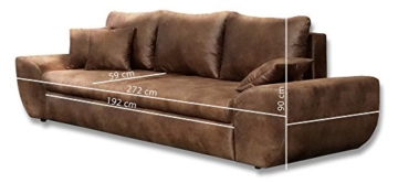  	 Big Sofa, braun, mit Schlaffunktion, Bettkasten, Vintage Look, Microfaser | XXL Couch | Großes Relexsofa | Megasofa  - 3