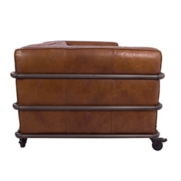Design Clubsofa Wakefield 2,5-Sitzer Cuba Braun Aluminium-Rohr Sofa Loungesofa Ledersofa - 3