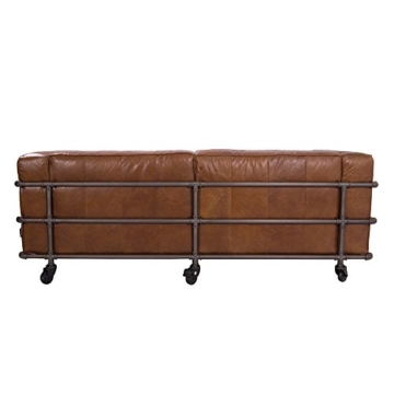 Design Clubsofa Wakefield 2,5-Sitzer Cuba Braun Aluminium-Rohr Sofa Loungesofa Ledersofa - 4