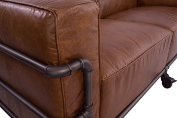 Design Clubsofa Wakefield 2,5-Sitzer Cuba Braun Aluminium-Rohr Sofa Loungesofa Ledersofa - 5