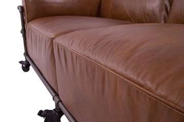 Design Clubsofa Wakefield 2,5-Sitzer Cuba Braun Aluminium-Rohr Sofa Loungesofa Ledersofa - 6