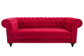 Edles Sofa CHESTERFIELD 200cm rot 2er Couch Zweisitzer Barock Englisch mit Ziersteppung Samt - 6