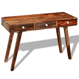 Festnight Sheesham Massivholz Sideboard Konsolentisch Konsolenschrank mit 3 Schubladen Vintage 76cm Höhe Braun - 1