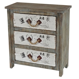 Kommode Almada Schubladenkommode Schrank Shabby-Look, Vintage, 80x72x33cm - 1