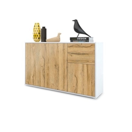 Kommode Sideboard Ben V3, Korpus in Weiß matt / Fronten in Eiche Nature - 1