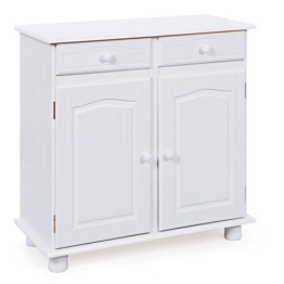 Links 20900802 Kommode Anrichte Sideboard Holzkommode Kiefer massiv weiß 2-türig Schubladen NEU - 1
