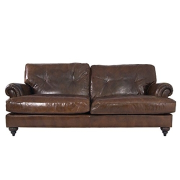 Loungessofa Pembury 3-Sitzer Leder Vintage Cigar Sofa Clubsofa Ledersofa Echtleder - 2