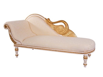 Recamiere Schwanendekor weiß gold Ottomane Chaiselounge links - 1
