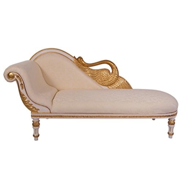 Recamiere Schwanendekor weiß gold Ottomane Chaiselounge links - 2