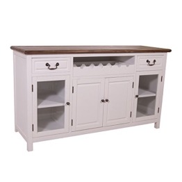 Sideboard mit Weinfach Varde Holz Vintage Look creme weiß - 1