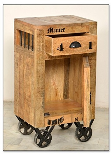 SIT-Möbel 1907-02 Kommode rustic mango-antikfinish mit gewollten Gebrauchsspuren, 44 x 34 x 82 cm, 1 Holztür, 1 Schublade - 2