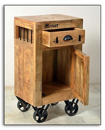 SIT-Möbel 1907-02 Kommode rustic mango-antikfinish mit gewollten Gebrauchsspuren, 44 x 34 x 82 cm, 1 Holztür, 1 Schublade - 3