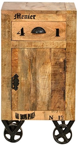 SIT-Möbel 1907-02 Kommode rustic mango-antikfinish mit gewollten Gebrauchsspuren, 44 x 34 x 82 cm, 1 Holztür, 1 Schublade - 1