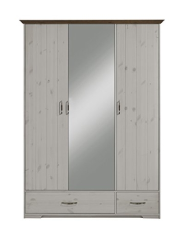 Steens 3651080269000F Hanstholm Kleiderschrank, 148 x 206 x 61 cm, Kiefer Massiv, weiß / stone - 1