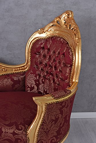 VINTAGE RECAMIERE IM LOUIS XVI STIL ROKOKO ROT & GOLD PALAZZO EXCLUSIV - 3