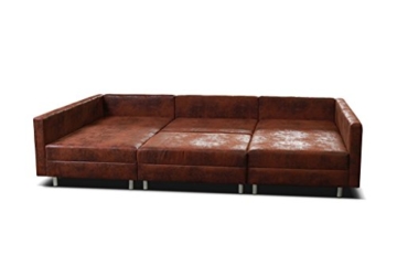 Wohnlandschaft Sofa Couch Ecksofa Eckcouch in Mikrofaser Vintage braun Minsk XXL - 3