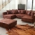Wohnlandschaft Sofa Couch Ecksofa Eckcouch in Mikrofaser Vintage braun Minsk XXL - 1