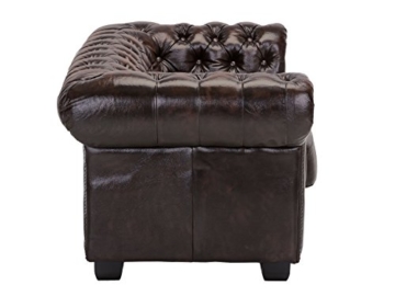 Woodkings® Chesterfield Sofa 2-Sitzer braun vintage Echtleder Couch Bürosofa Polstermöbel 2er antik Unikat Herrenzimmer englisches Ledersofa Stilsofa - 5