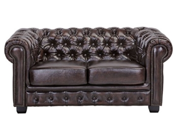 Woodkings® Chesterfield Sofa 2-Sitzer braun vintage Echtleder Couch Bürosofa Polstermöbel 2er antik Unikat Herrenzimmer englisches Ledersofa Stilsofa - 7