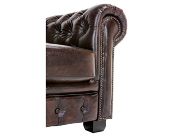 Woodkings® Chesterfield Sofa 3-Sitzer braun vintage Echtleder Couch Bürosofa Polstermöbel 3 Sitzer antik Designsofa Federkern unikat Herrenzimmer englisches Leder Stilsofa - 4