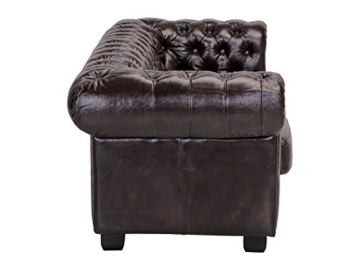 Woodkings® Chesterfield Sofa 3-Sitzer braun vintage Echtleder Couch Bürosofa Polstermöbel 3 Sitzer antik Designsofa Federkern unikat Herrenzimmer englisches Leder Stilsofa - 5