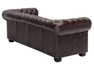 Woodkings® Chesterfield Sofa 3-Sitzer braun vintage Echtleder Couch Bürosofa Polstermöbel 3 Sitzer antik Designsofa Federkern unikat Herrenzimmer englisches Leder Stilsofa - 6