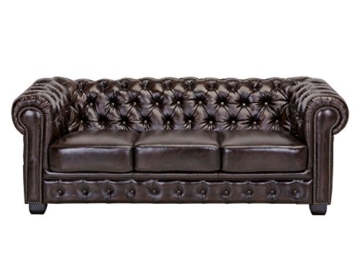 Woodkings® Chesterfield Sofa 3-Sitzer braun vintage Echtleder Couch Bürosofa Polstermöbel 3 Sitzer antik Designsofa Federkern unikat Herrenzimmer englisches Leder Stilsofa - 7